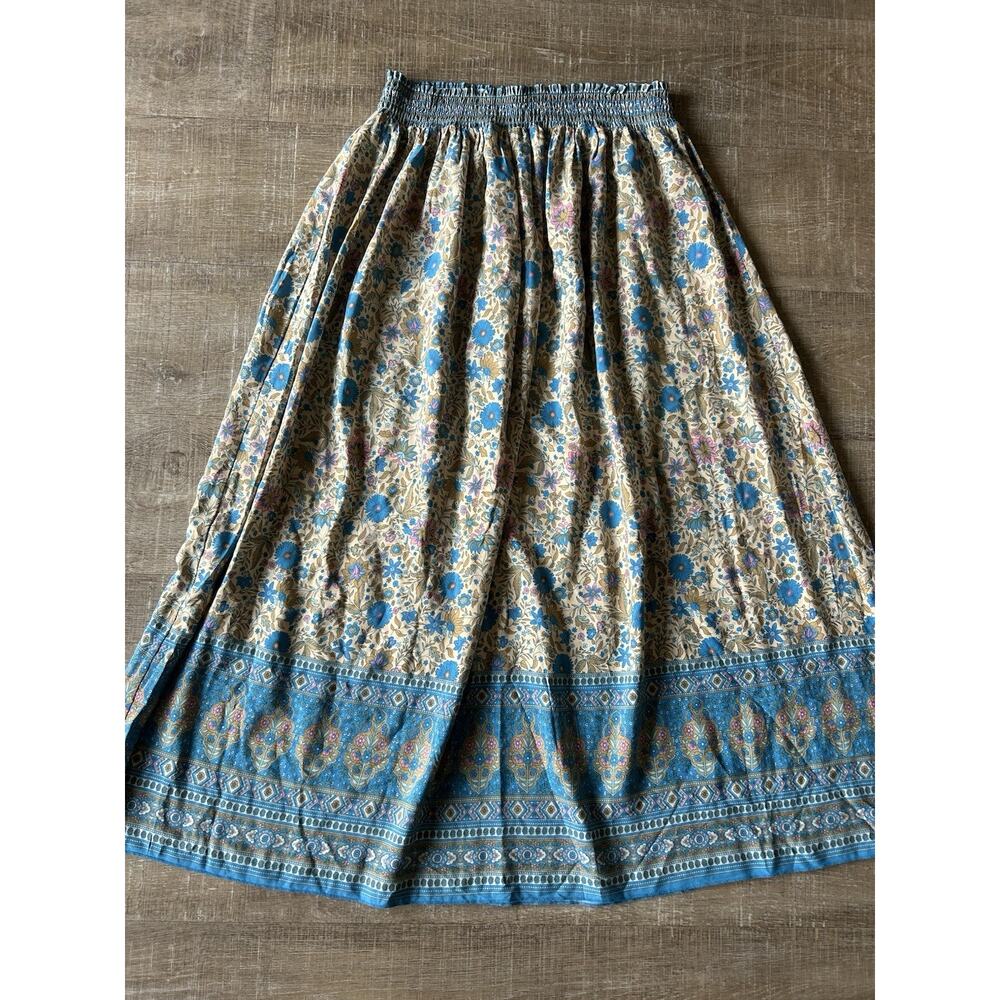 Natural Life Maxi Skirt Womens Sz Large Floral Long Cottage Boho Artsy Smocked - Picture 8 of 11